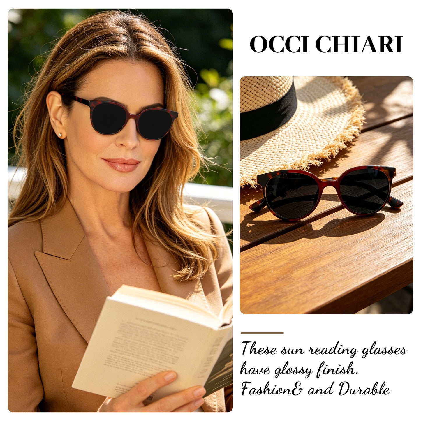 OCCI CHIARI Reading Sunglasses Women UV Protection Outdoor Reader Glasses OC5017S