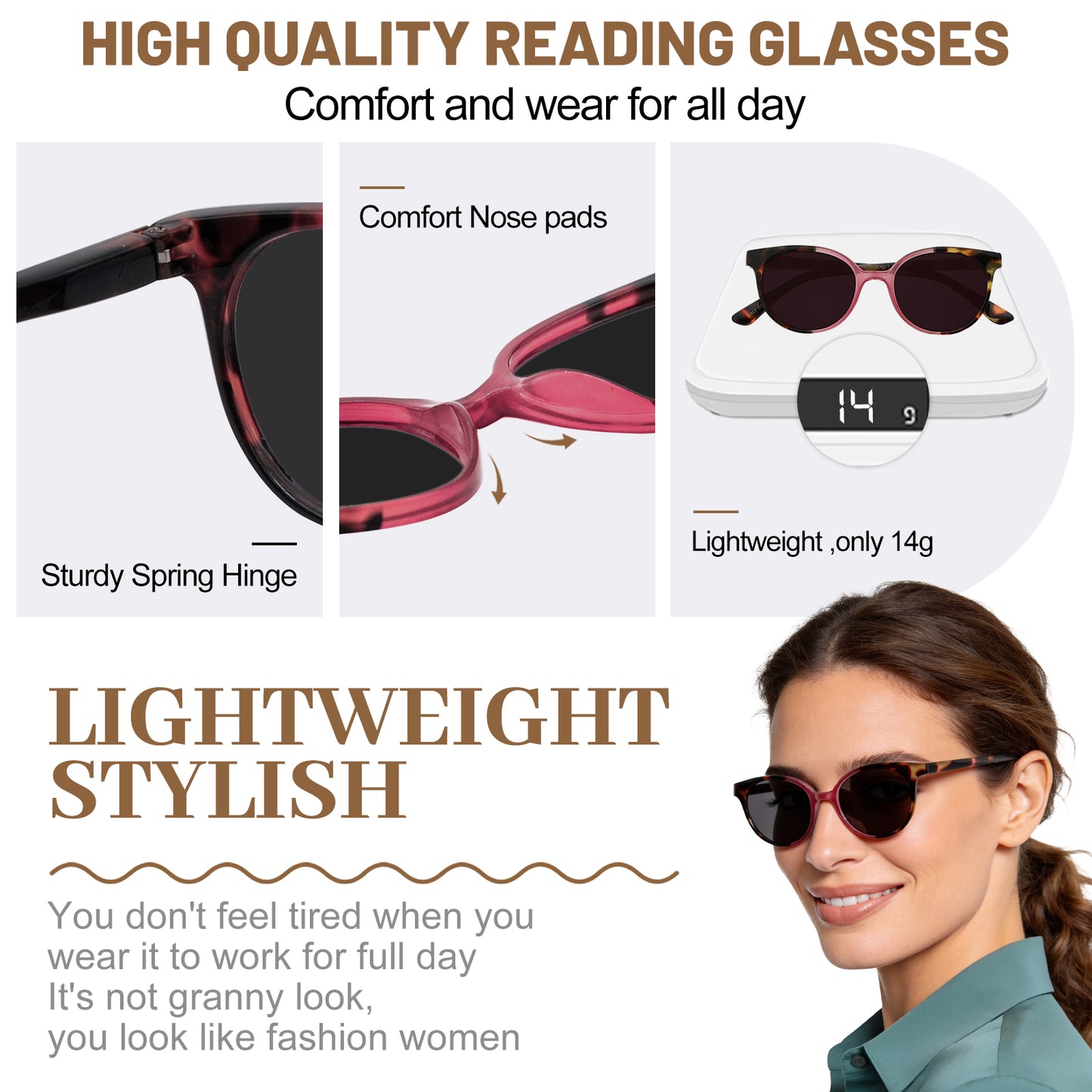 OCCI CHIARI Reading Sunglasses Women UV Protection Outdoor Reader Glasses OC5017S