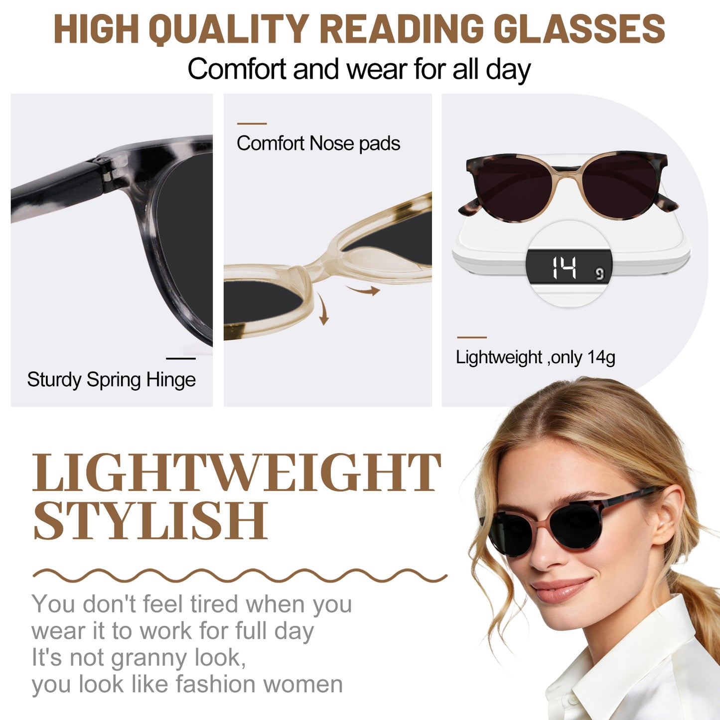 OCCI CHIARI Reading Sunglasses Women UV Protection Outdoor Reader Glasses OC5017S