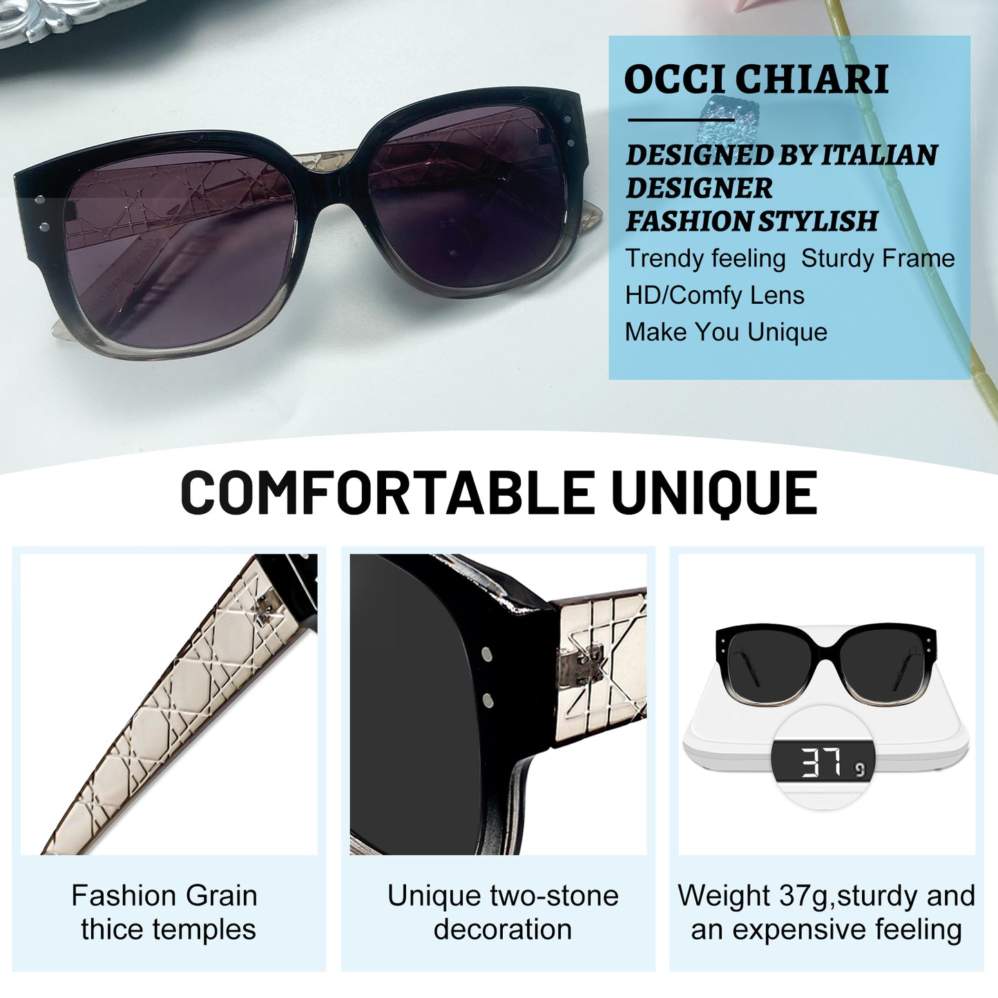 OCCI CHIARI Oversized Sun Reading Glasses Fashion Shield Readers Outdoor Read OC5085SR