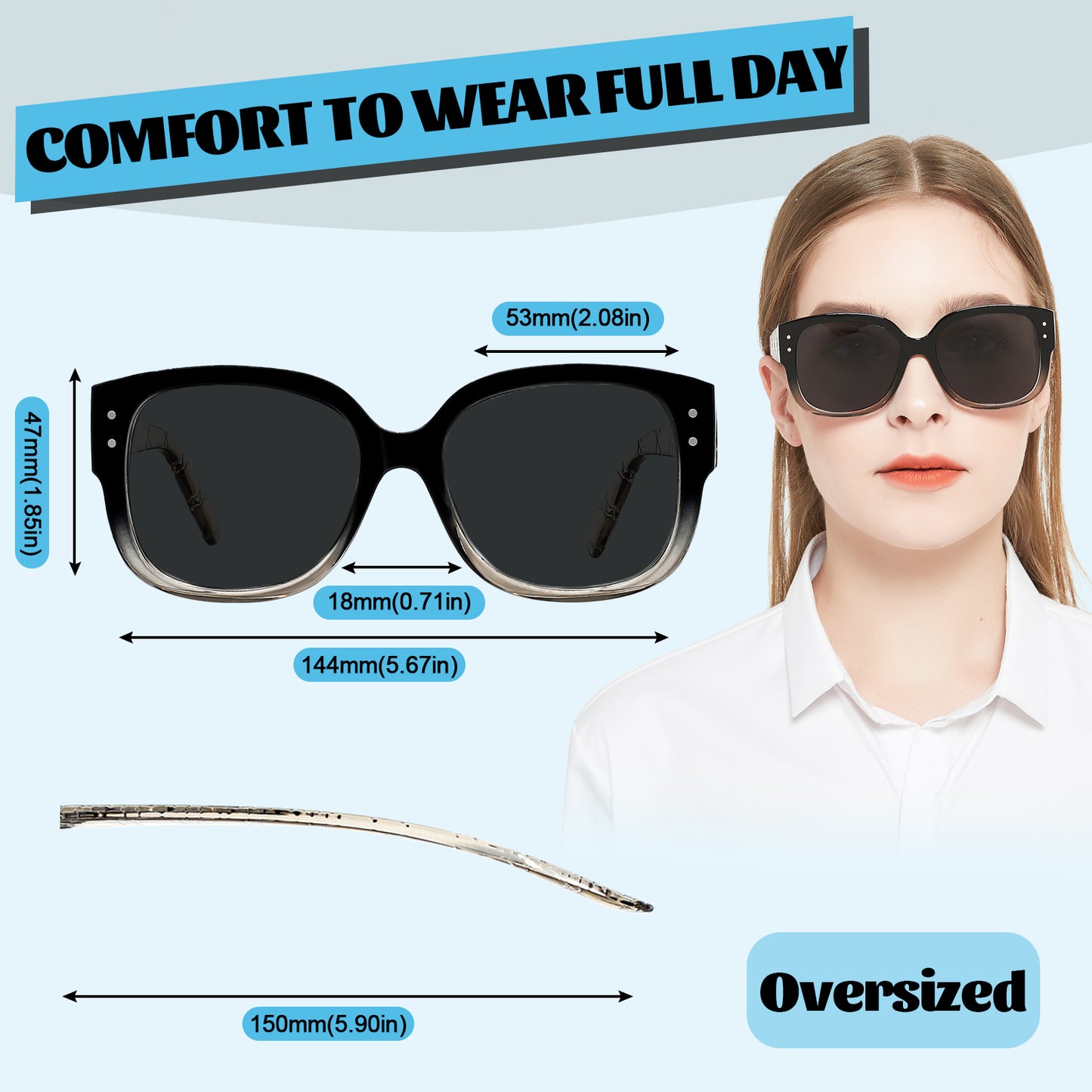 OCCI CHIARI Oversized Sun Reading Glasses Fashion Shield Readers Outdoor Read OC5085SR
