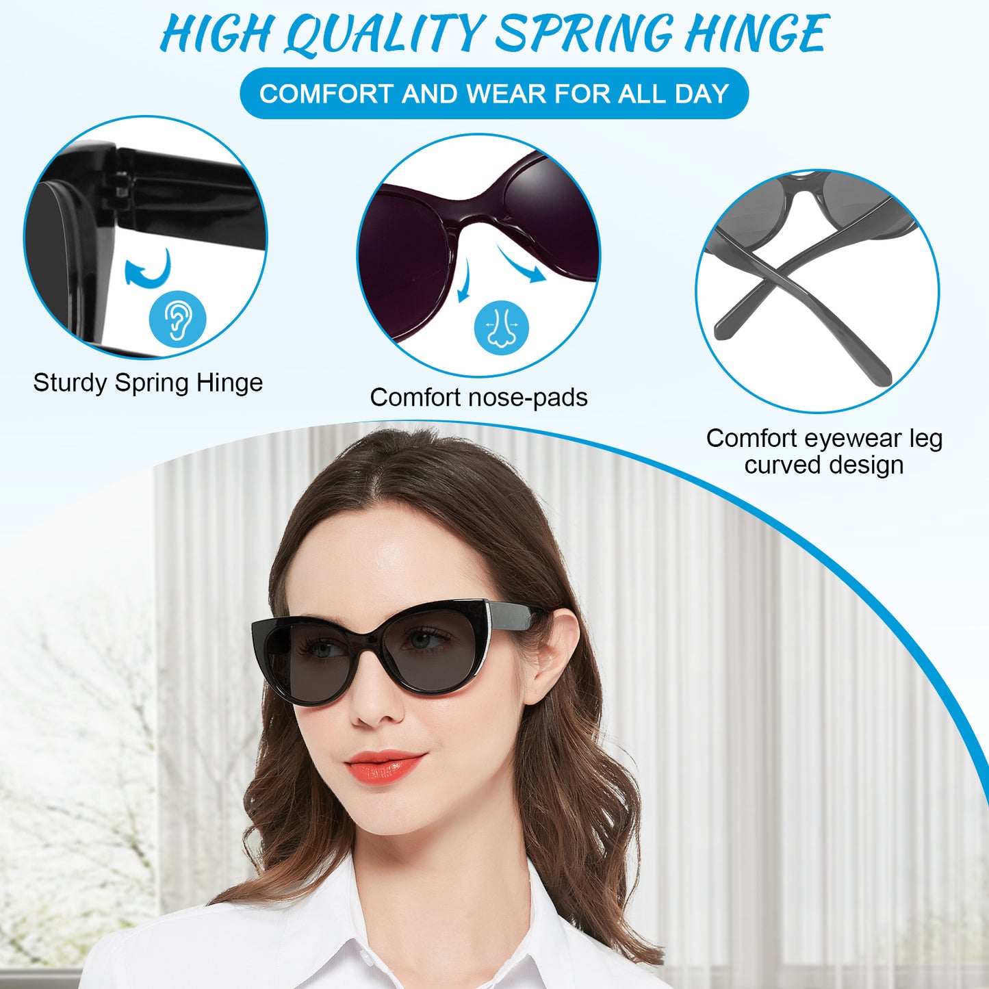 OCCI CHIARI Transition Bifocal Sun Reading Glasses for Women Cat Eye Sunglasses BS5188