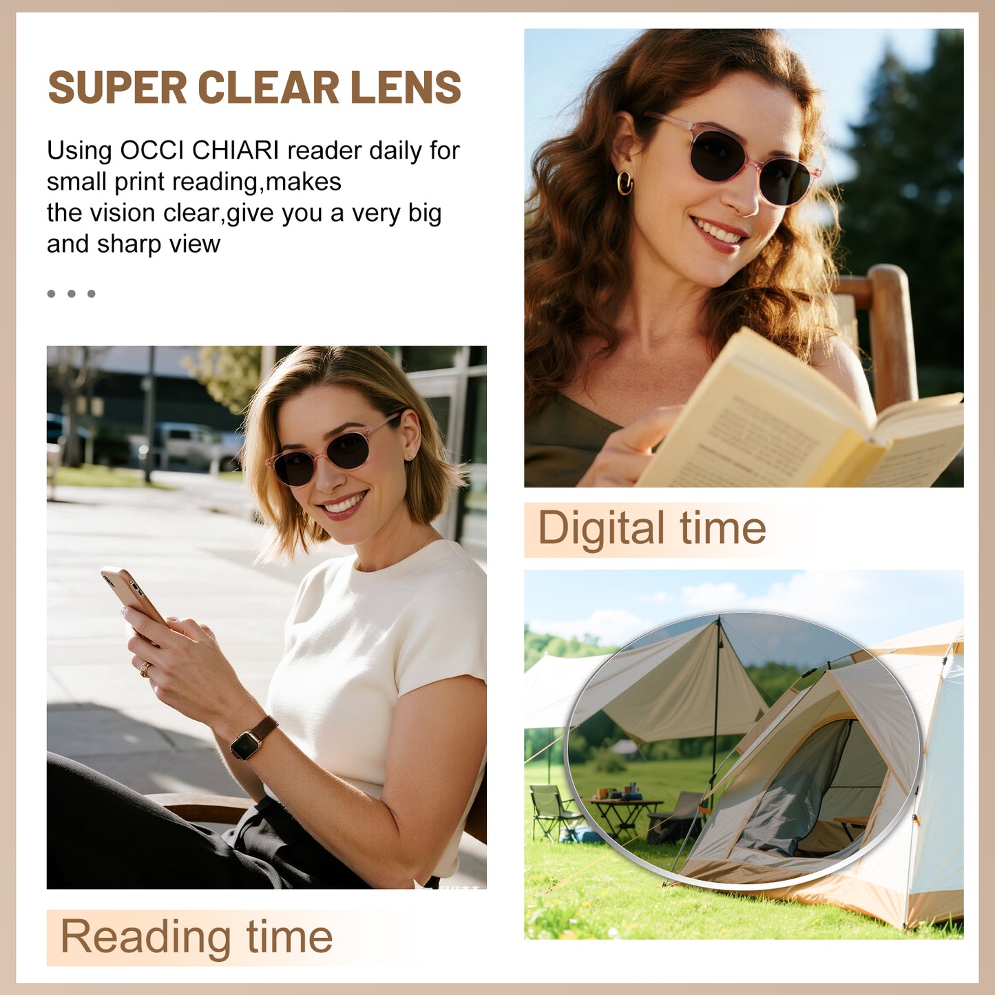 Reading Sunglasses Women UV Protection Outdoor Reader Glasses OC5017S