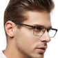 OCCI CHIARI Mens Rectangle Full-Rim Metal Black Prescription Clear Optical Glasses - Occichiari 