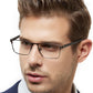 OCCI CHIARI Mens Rectangle Full-Rim Metal Black Prescription Clear Optical Glasses - Occichiari 