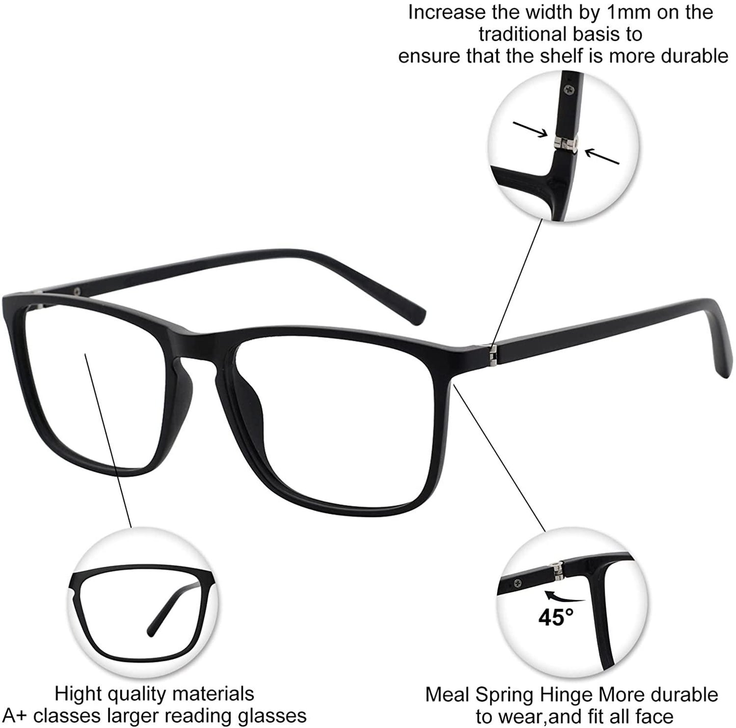 OCCI CHIARI Men’s Blue Light Blocking Reading Glasses(0.00-6.00) - Occichiari 