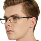 OCCI CHIARI Mens Rectangle Full-Rim Metal Black Prescription Clear Optical Glasses - Occichiari 