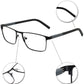 OCCI CHIARI Mens Rectangle Full-Rim Metal Black Prescription Clear Optical Glasses - Occichiari 