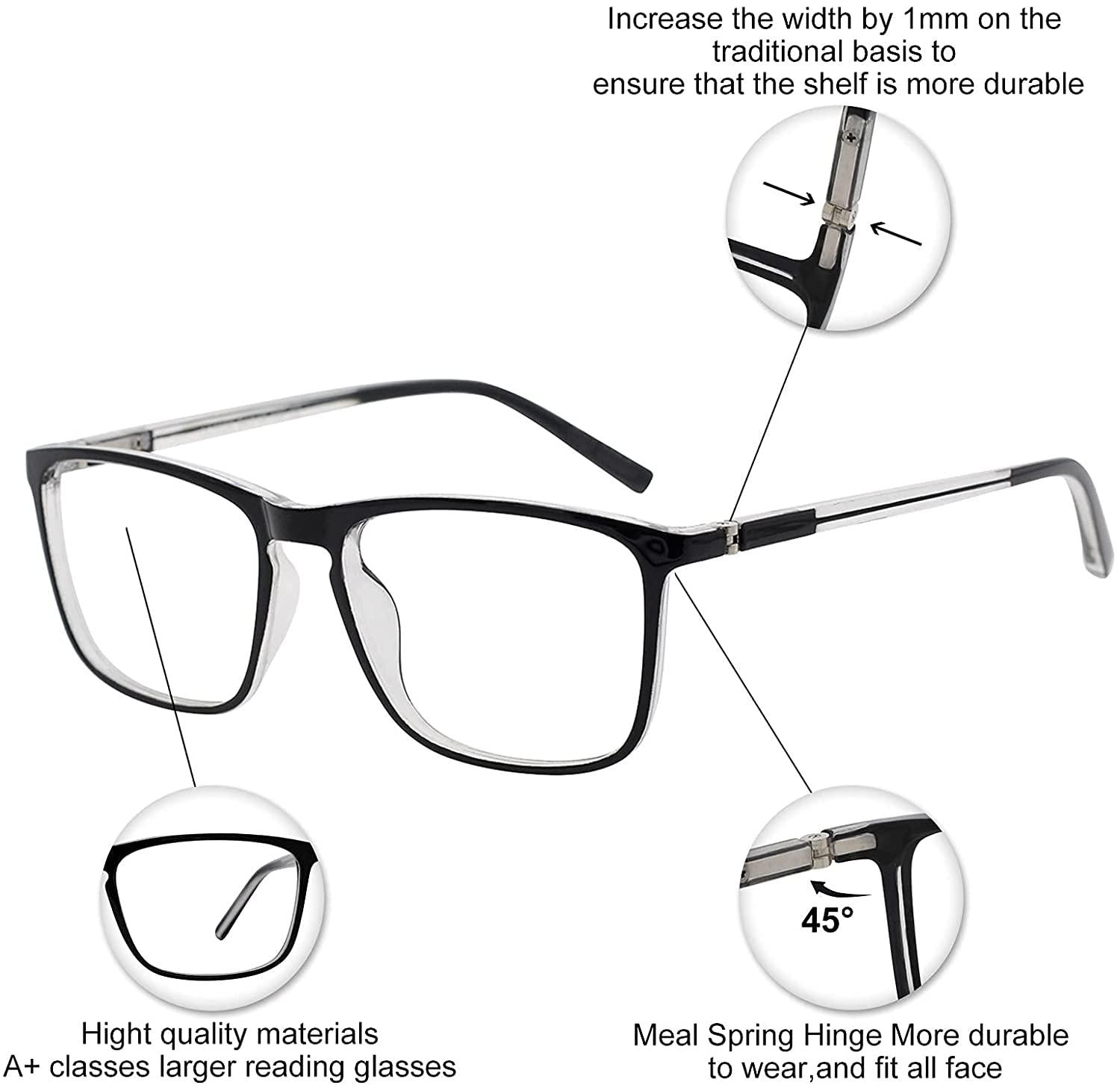 OCCI CHIARI Men’s Blue Light Blocking Reading Glasses(0.00-6.00) - Occichiari 