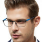 OCCI CHIARI Mens Rectangle Full-Rim Metal Black Prescription Clear Optical Glasses - Occichiari 