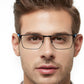 OCCI CHIARI Mens Rectangle Full-Rim Metal Black Prescription Clear Optical Glasses