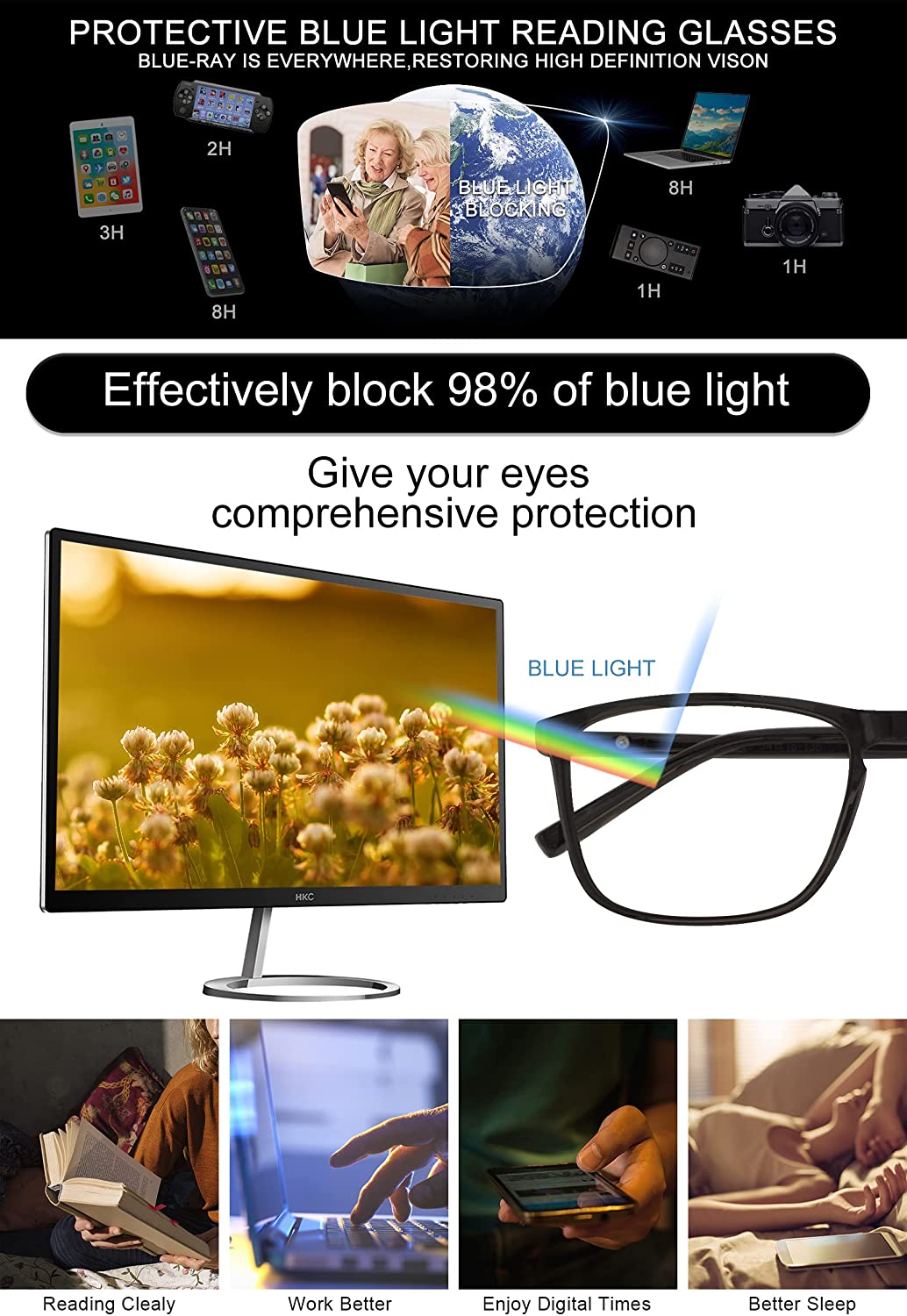 OCCI CHIARI Men’s Blue Light Blocking Reading Glasses ABL5026