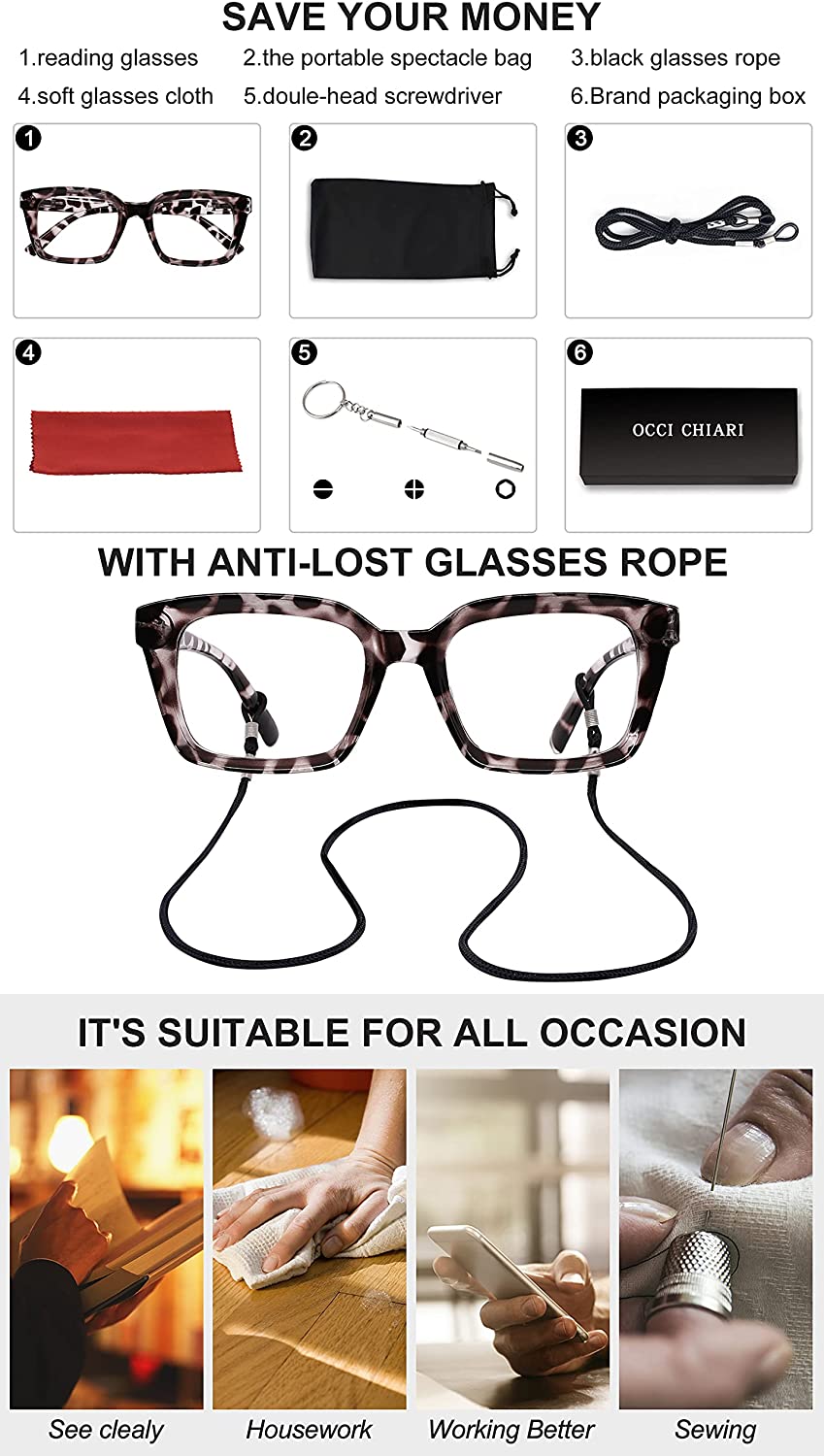 Oversized Reading Glasses for Women Designer Reader OC5031