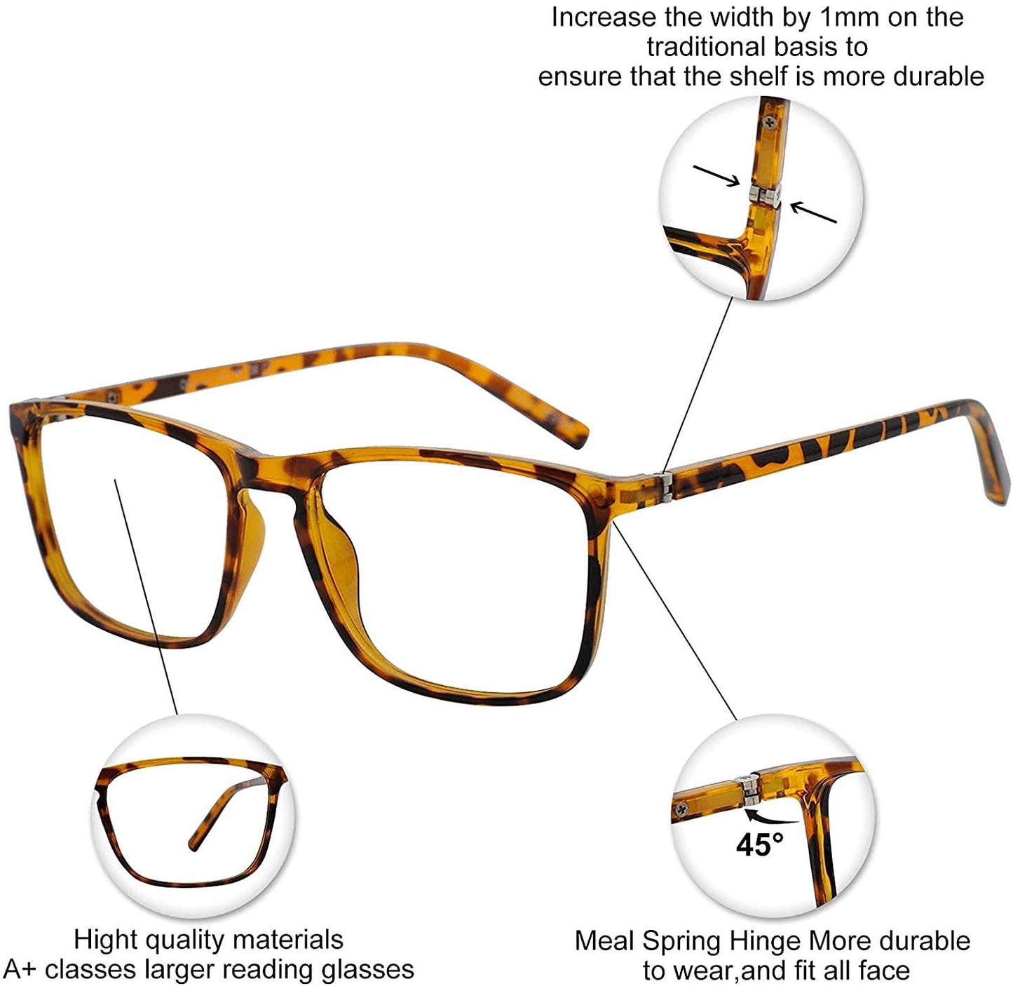 OCCI CHIARI Men’s Blue Light Blocking Reading Glasses(0.00-6.00) - Occichiari 