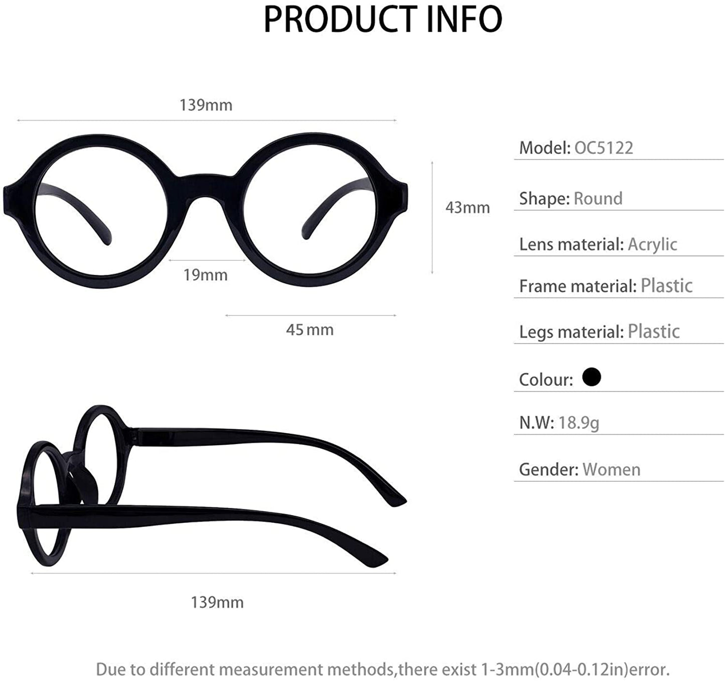 OCCI CHIARI Reading Glasses Women's Reader Clear Frame OC5122