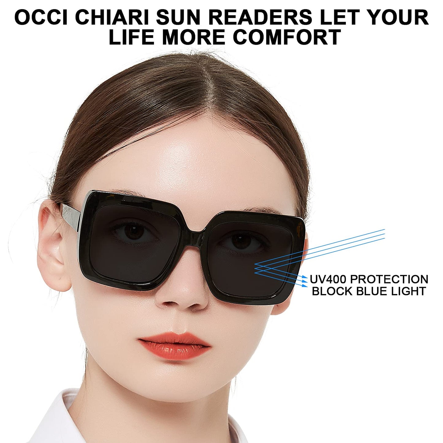 OCCI CHIARI Designer Reading Glasses For Women Large Sunglass Readers Transparent OC5113SR