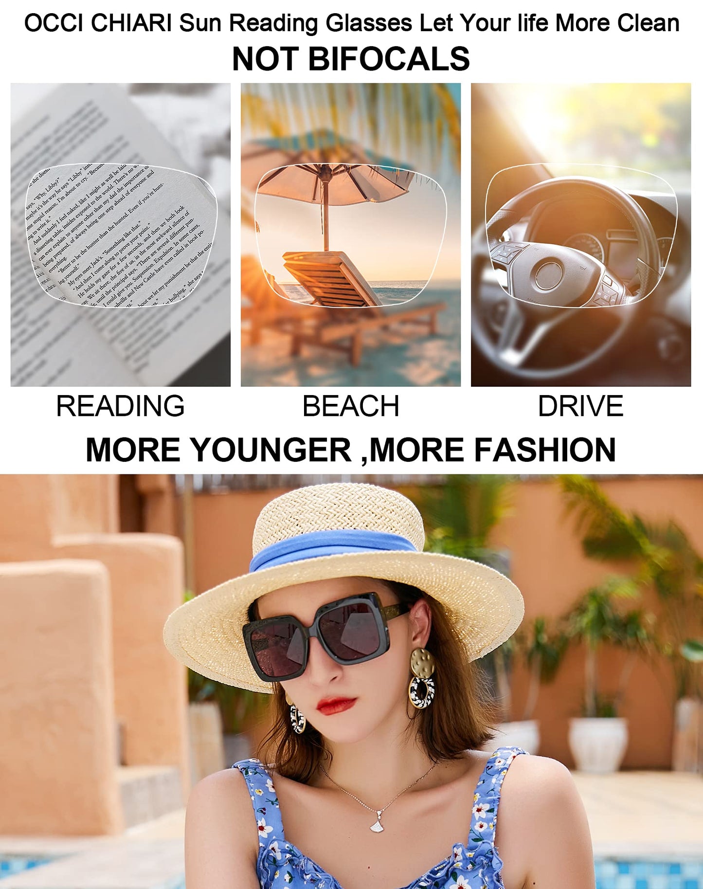 OCCI CHIARI Designer Reading Glasses For Women Large Sunglass Readers Transparent OC5113SR