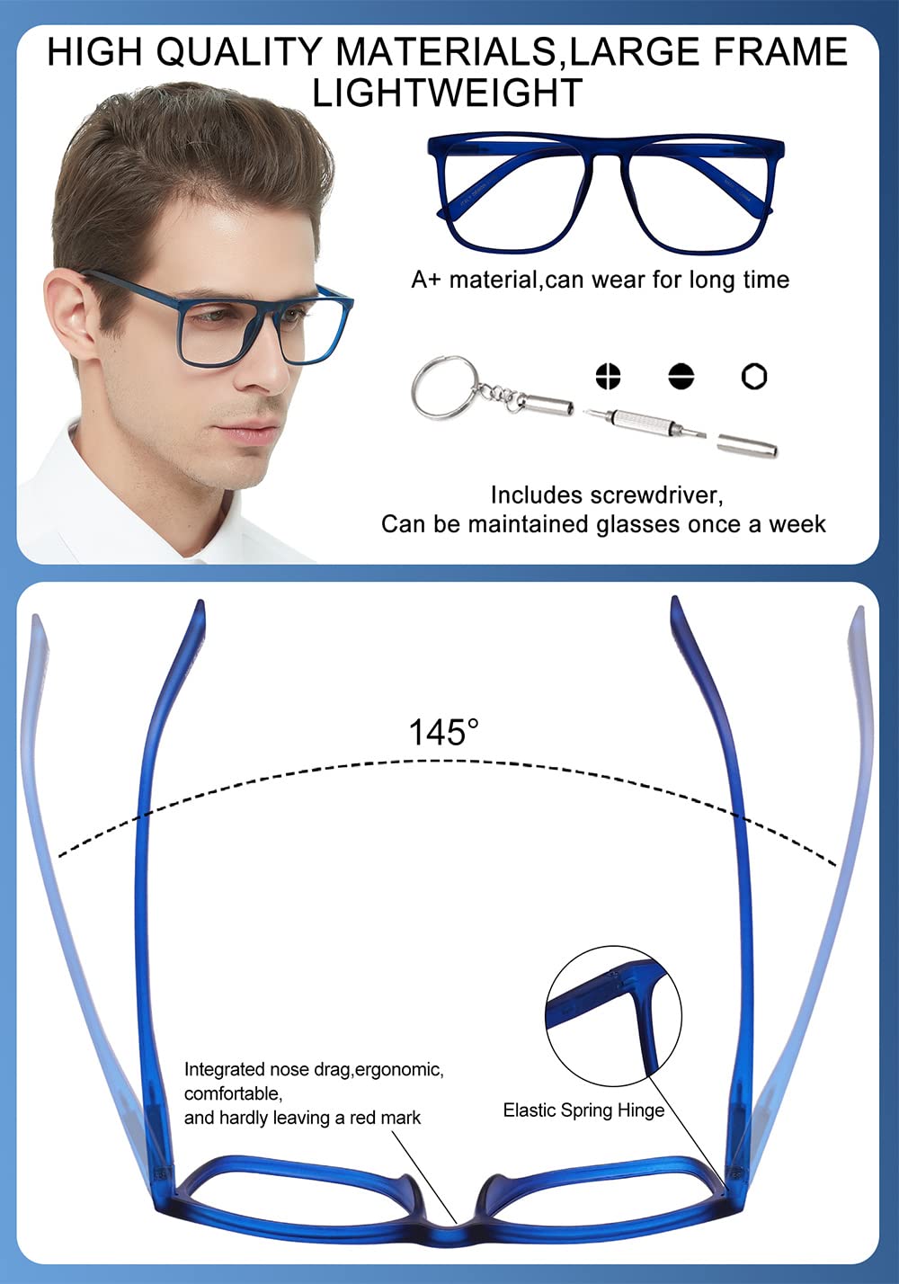 OCCI CHIARI Men's Oversized Fashion Reading Glasses Large Reader Oversized Frame OC5025