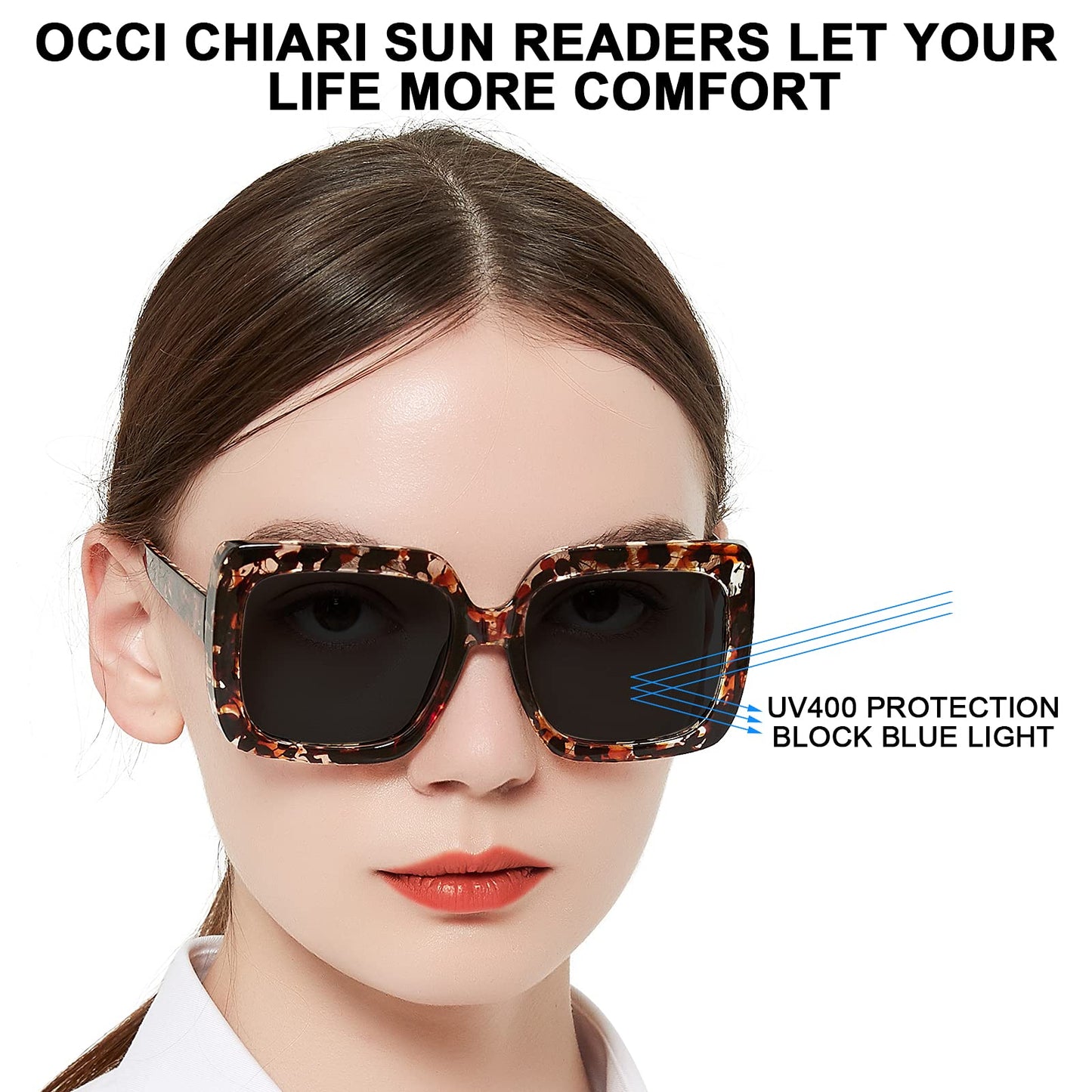 OCCI CHIARI Designer Reading Glasses For Women Large Sunglass Readers Transparent OC5113SR