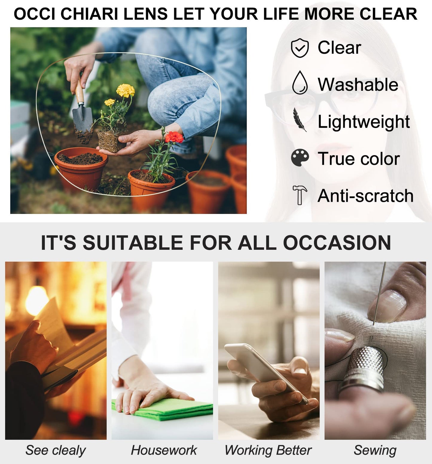 OCCI CHIARI Large Reading Glasses for Women Cateye Readers Large Frame OC5193