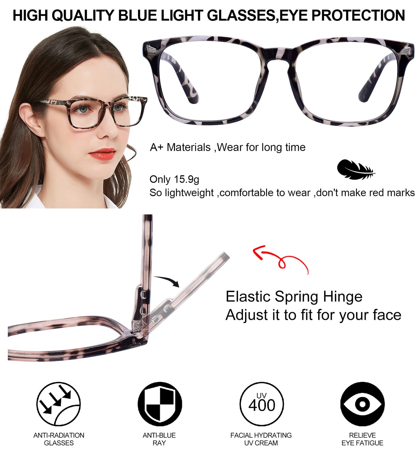 Blue Light Blocking Rectangle Reading Glasses Women Oversized Reader OC5121