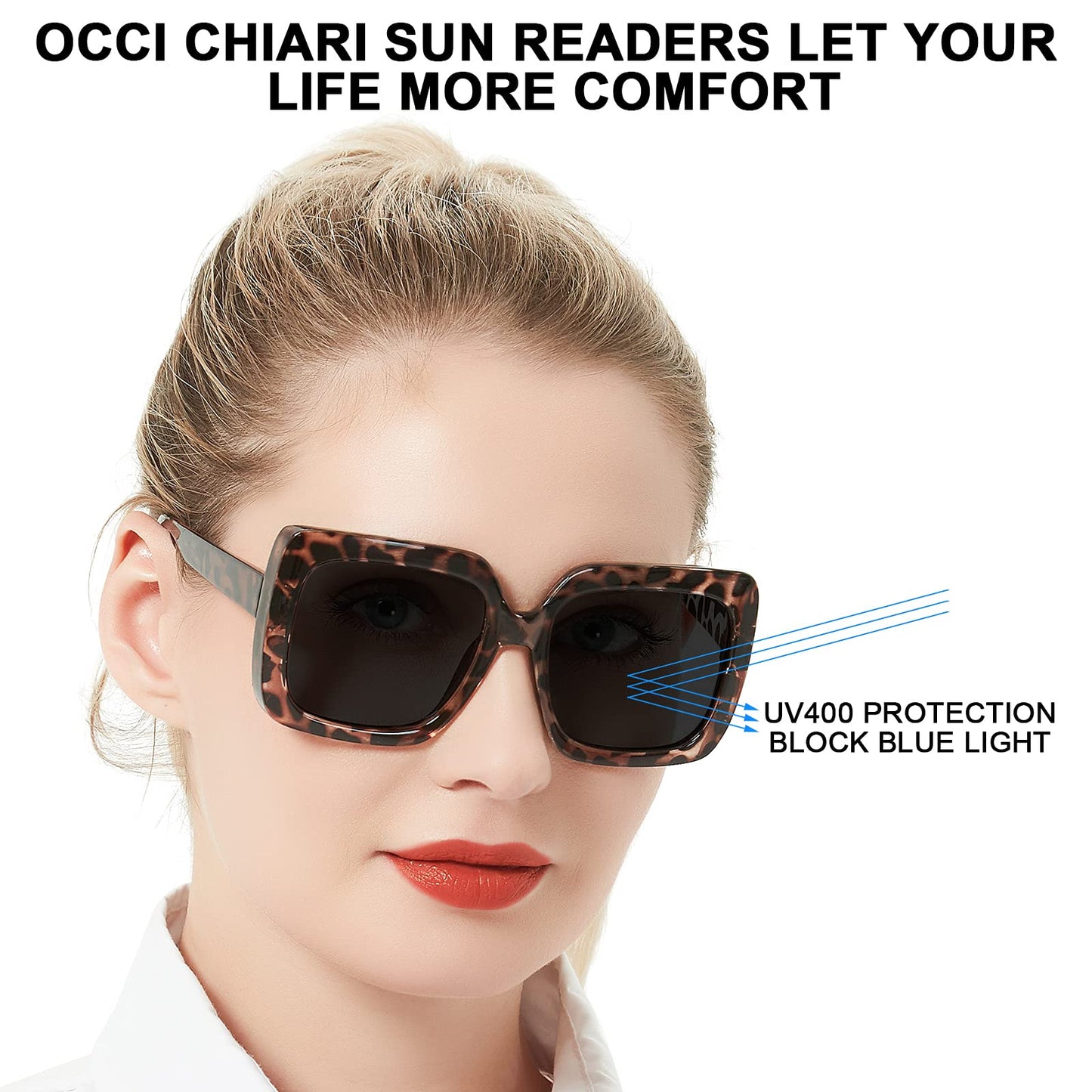 OCCI CHIARI Designer Reading Glasses For Women Large Sunglass Readers Transparent OC5113SR