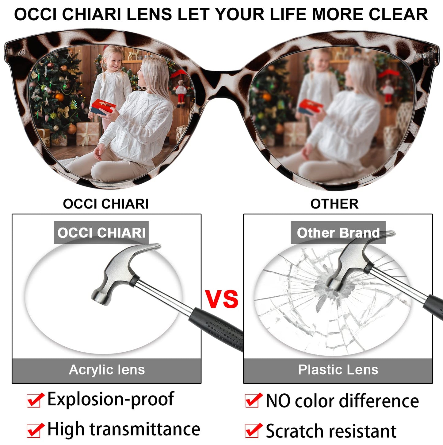 OCCI CHIARI Women's Readers Sturdy Reading Glasses with Metal Spring Hinge OC5191