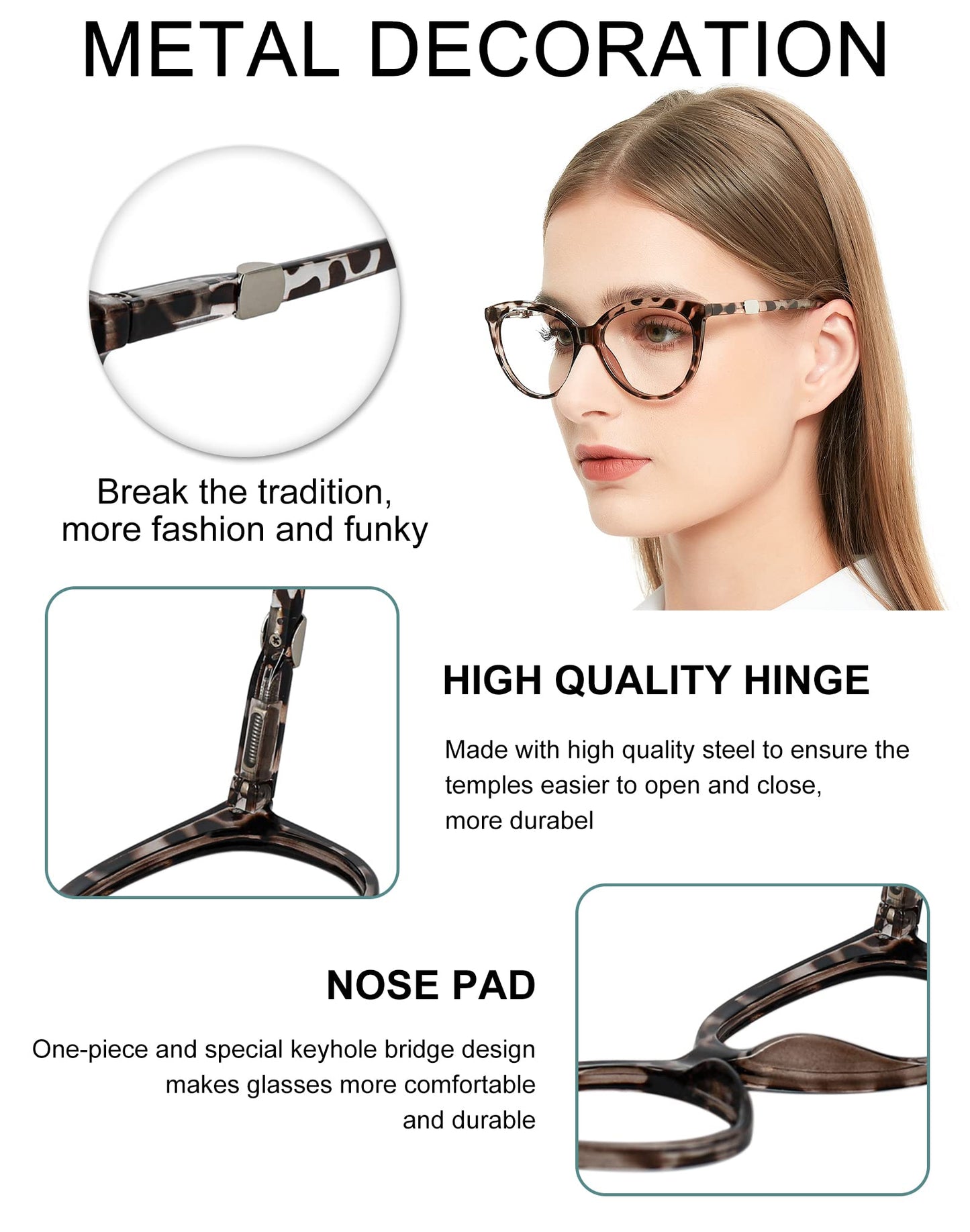 OCCI CHIARI Women's Readers Sturdy Reading Glasses with Metal Spring Hinge OC5191