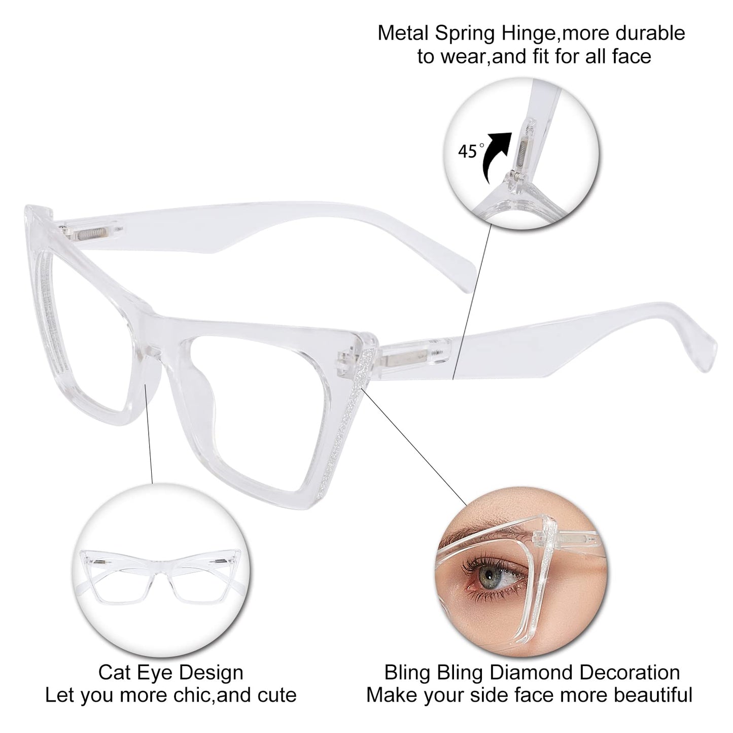 OCCI CHIARI Reading Glasses for Women Cat Eye Cute Reader Ladies Reader OC5185