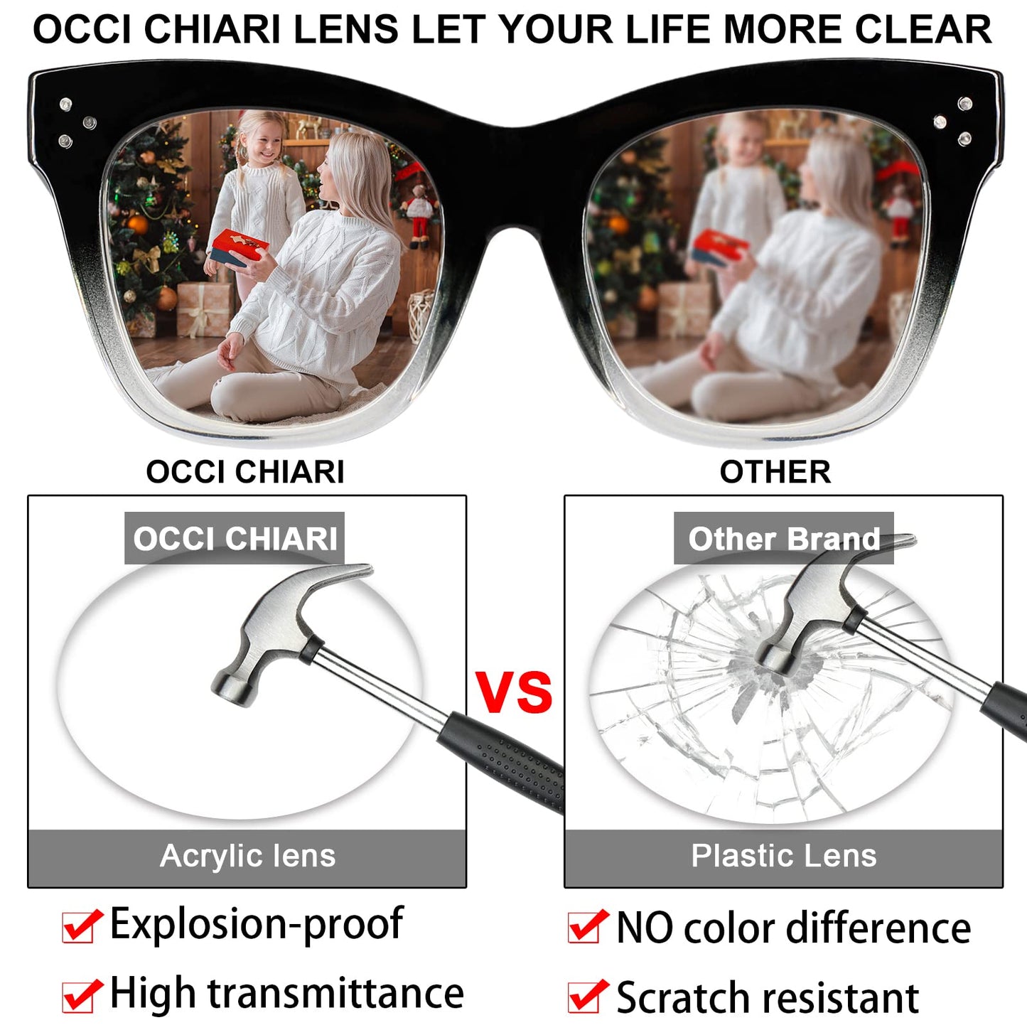 OCCI CHIARI Women's Readers Sturdy Reading Glasses Oversized Reading Glasses For women OC5133