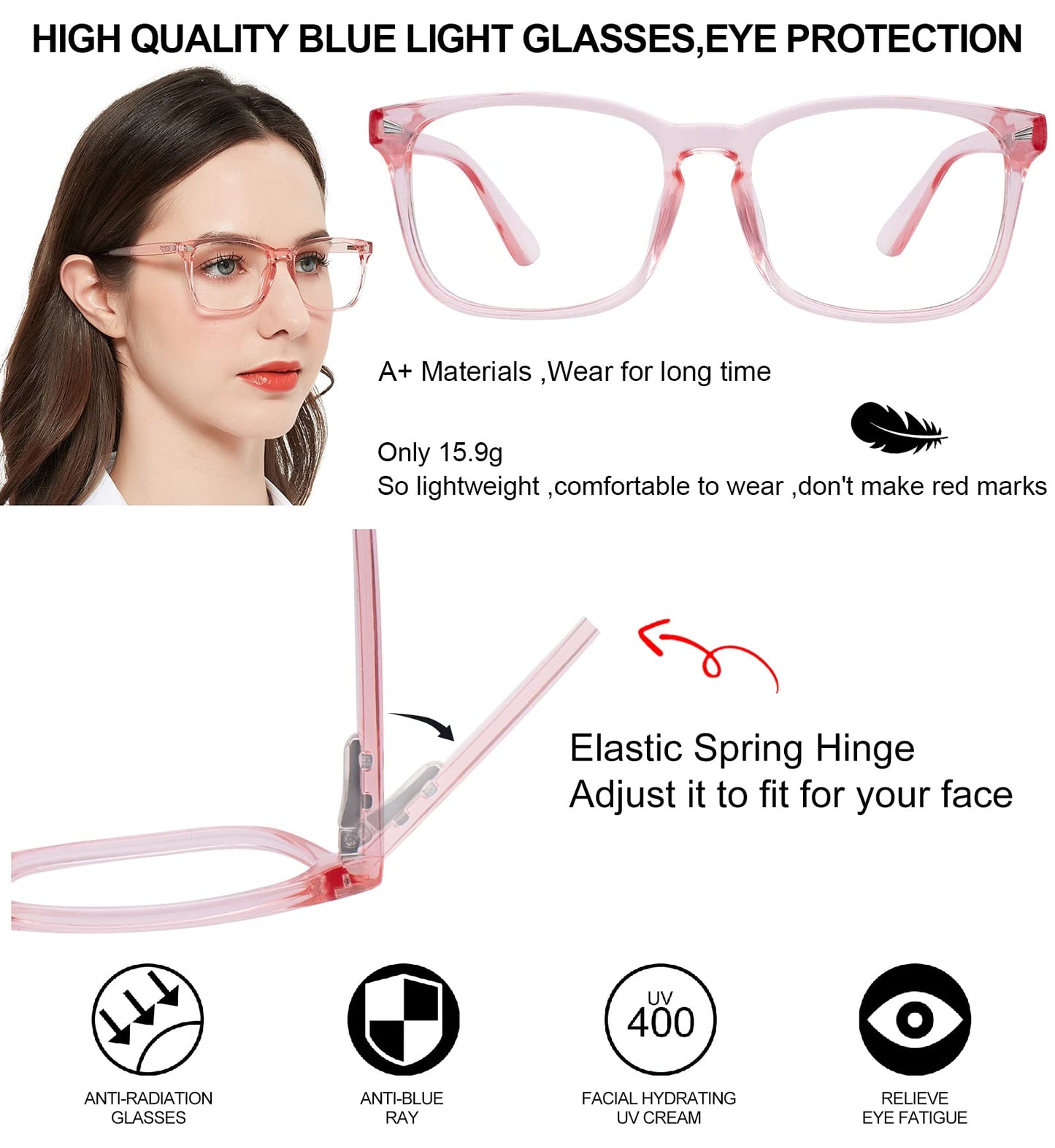 Blue Light Blocking Rectangle Reading Glasses Women Oversized Reader OC5121