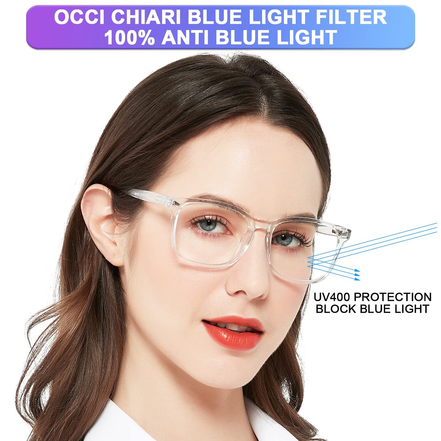 Blue Light Blocking Rectangle Reading Glasses Women Oversized Reader OC5121