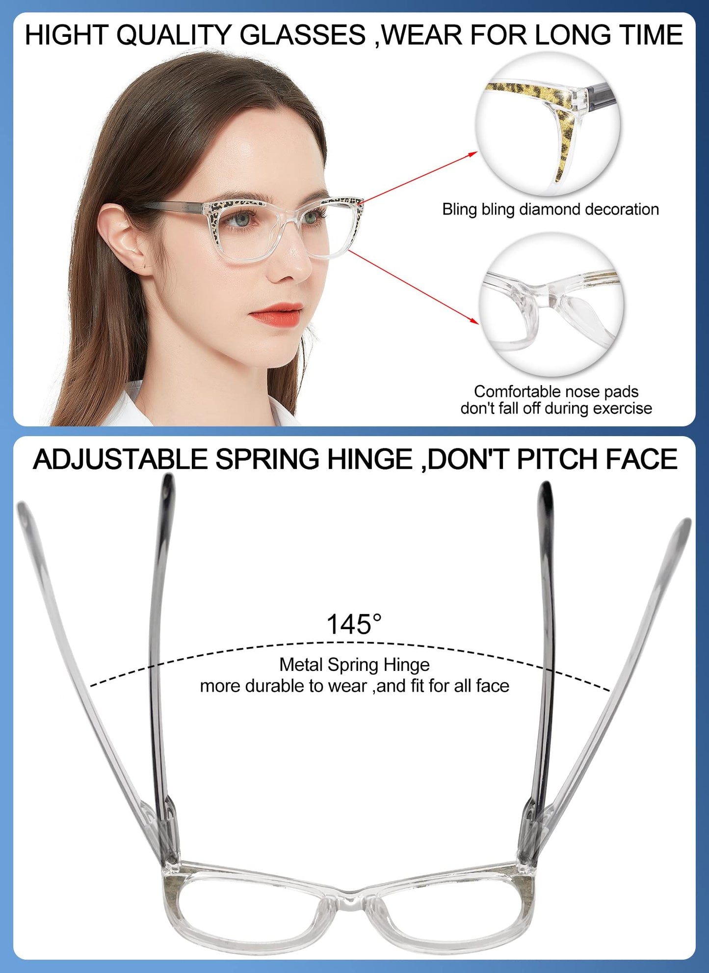 OCCI CHIARI Large Stylish Reading Glasses for Women Cateye Oversized Readers OC5032